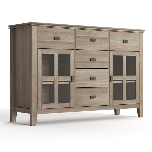 English Elm Artisan Solid Wood Sideboard Buffet In Distressed Grey - Timeless Storage Solution For Any Space B136P158705