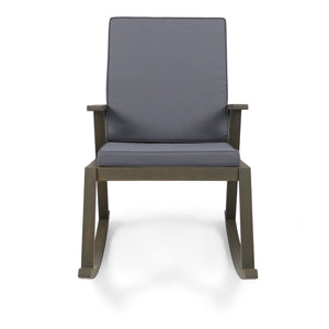 English Elm Champlain Outdoor Acacia Wood Rocking Chair with Cross-back Design and Cushions 62685.00GRY