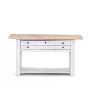 A.R.T. Furniture Post Vintage-inspired Two-tone Sofa Table With Storage Drawers And Lower Shelf For Versatile Use Light Brown, White Ash & Pine Solid,Plank,Effect Flakey Oak And Pine Veneer,Metal 288307-2340