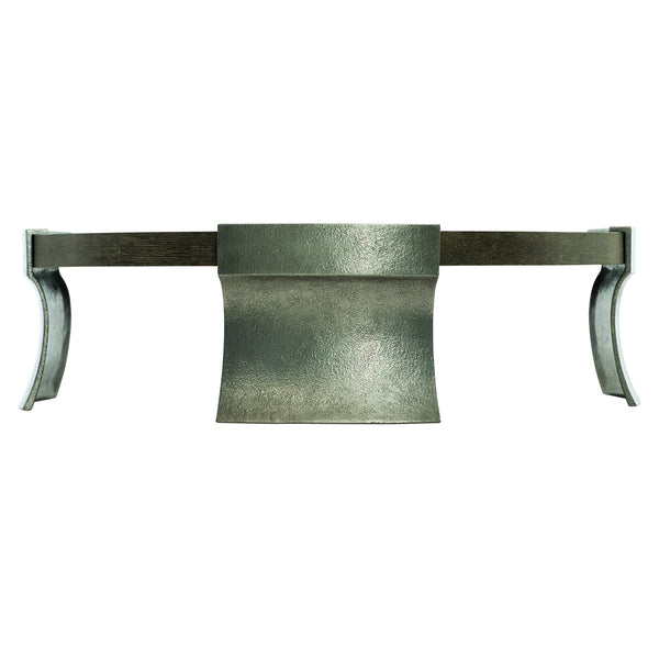 Bernhardt Bernhardt Gainsford Round Sandblasted Oak Cocktail Table 61" Weathered Charcoal Top, Graphite Cast-Aluminum Legs 396014