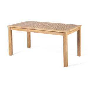 English Elm Outdoor Solid Acacia Expandable Patio Dining Table with Umbrella Hole Natural Grain 68892.00SNTS