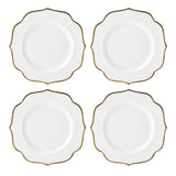 Contempo Luxe Porcelain Accent Plates, Gold Trim, Dishwasher & Microwave Safe, Set of 4