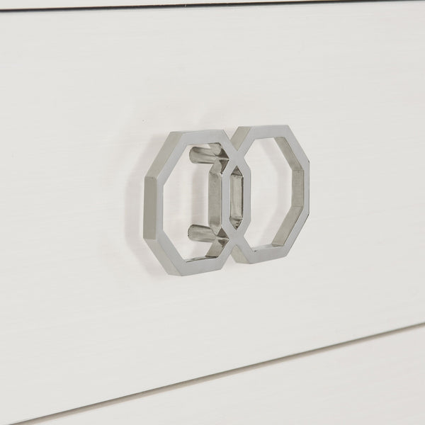 Bernhardt Bernhardt Glamorous Two-Tone Nightstand With Floating Soft-Close Drawers, Usb Charging Port Eggshell; Onyx 34" W x 19" D x 30.13" H 307229