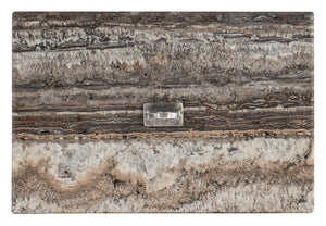 Hooker Furniture Chapman Honed Silver Travertine Drink Table With Hand-Hammered Forged Pewter Base, Compact Elegance 6033-50001-00