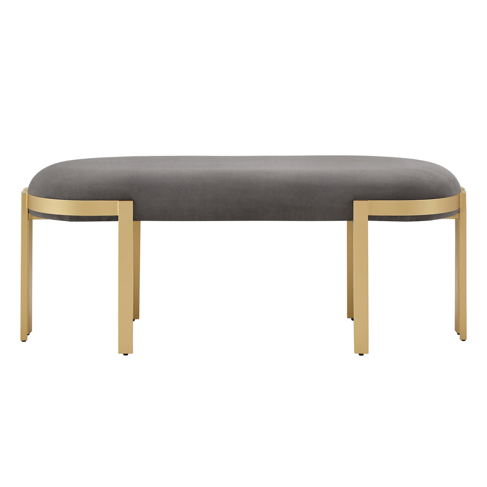 Homelegance By Top-Line Raiden Upholstered Bench Grey Velvet