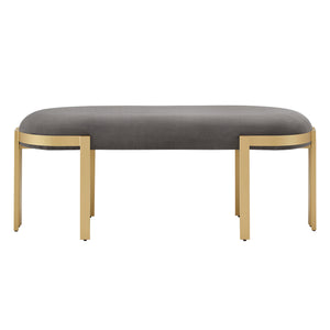 Homelegance By Top-Line Raiden Upholstered Bench Grey Velvet