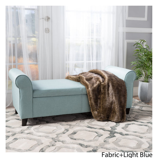 English Elm Hayes Upholstered Storage Bench with Rolled Arms for Entryway Bedroom or Living Room 57735.00LBL