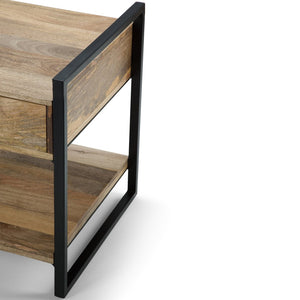 English Elm Riverside End Table - Handcrafted Solid Mango Wood With Modern Industrial Style & Storage Solutions B136P158211-GIGA