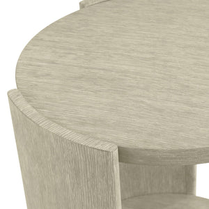 Bernhardt Bernhardt Arcadia Round Side Table With Wire-Brushed Oak, Clay Finish & Open Lower Shelf, Rustic Modern Elegance 334126