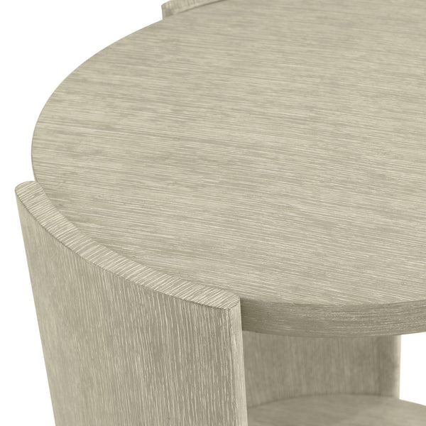 Bernhardt Bernhardt Arcadia Round Side Table With Wire-Brushed Oak, Clay Finish & Open Lower Shelf, Rustic Modern Elegance 334126