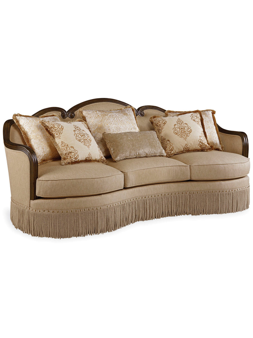 A.R.T. Furniture Giovanna Luxurious Golden Quartz Sofa With Down-blend Pillows, Nail Head Trim & Elegant Design Brown, Beige Material, Fabric 509501-5327ab