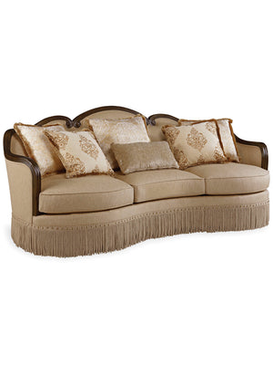 A.R.T. Furniture Giovanna Luxurious Golden Quartz Sofa With Down-blend Pillows, Nail Head Trim & Elegant Design Brown, Beige Material, Fabric 509501-5327ab