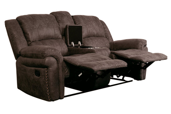 Porter Designs Porter St John Motion Reclining Love Seat - Plush Brown Leather-like Comfort For Stylish Living Brown Fabric 03-201-02-7625