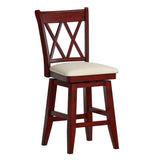 Homelegance By Top-Line Juliette Double X-Back Counter Height Wood Swivel Chair Red Rubberwood