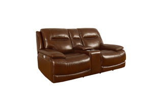 Parker House Parker Living Colossus - Napoli Brown Power Reclining Console Loveseat Napoli Brown Top Grain Leather with Match (X) MCOL#822CPHZ-NBR