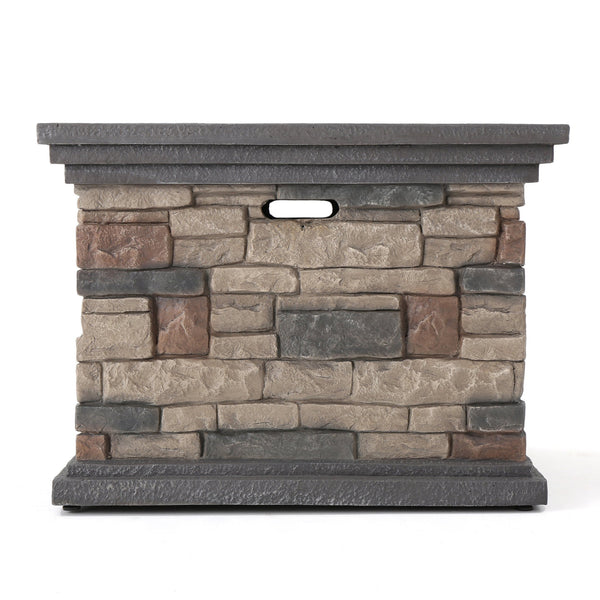 English Elm 32'' Square Mgo Propane Fire Pit Stone Finish 40000 Btu Outdoor Patio Centerpiece 57552.00-40K