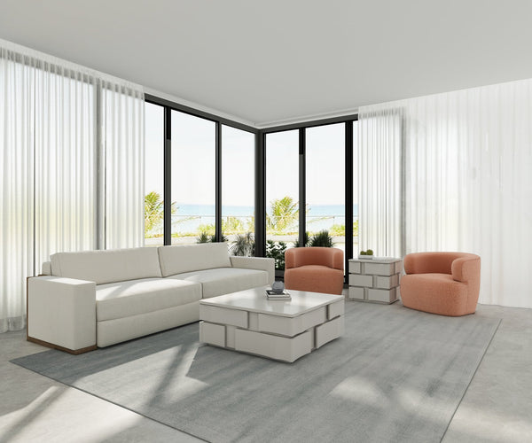 A.R.T. Furniture Portico Contemporary Square Cocktail Table With Hidden Storage, Textured White Finish & Modern Design White Parawood Solids,Resin 323301-3317