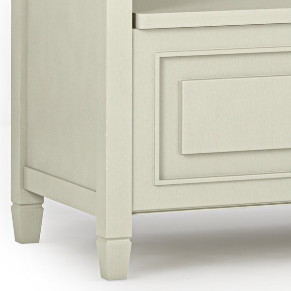 English Elm Connaught Entryway Storage Bench - Handcrafted Antique White Charm With Smart Storage & Seating B136P158532