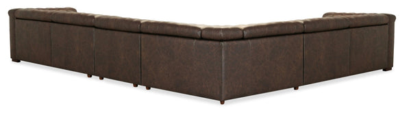 Hooker Furniture Savion Semi-Aniline Leather Chesterfield 6-Seat Sectional With 4 Power Recliners & 7 Headrests SS435-6PC4-089