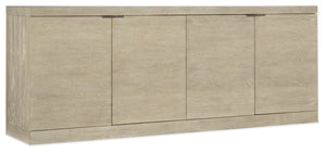 Hooker Furniture Cascade Credenza Tv Console 76" In Terrain Oak Veneer — Soft-Close Doors, Built-In Power, Chic Hardware 6120-55476-80