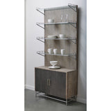 Industrial 4 Shelf Bookcase with 2 Door Cabinet Brown with River Rock Brown finish P301627 Pulaski Furniture