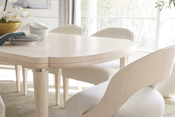 Hooker Furniture Nouveau Chic Rectangle Dining Table With Sandstone Oak Veneer, Scalloped Ends & 22" Leaf For 6–8 6500-75200-80