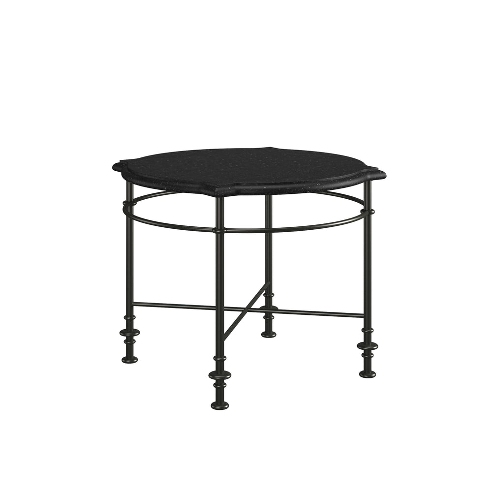 Atrium Round End Table with Elegant Granite Top & Stylish Oil Rubbed Bronze Metal Legs for Any Space
