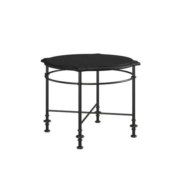 Atrium Round End Table with Elegant Granite Top & Stylish Oil Rubbed Bronze Metal Legs for Any Space