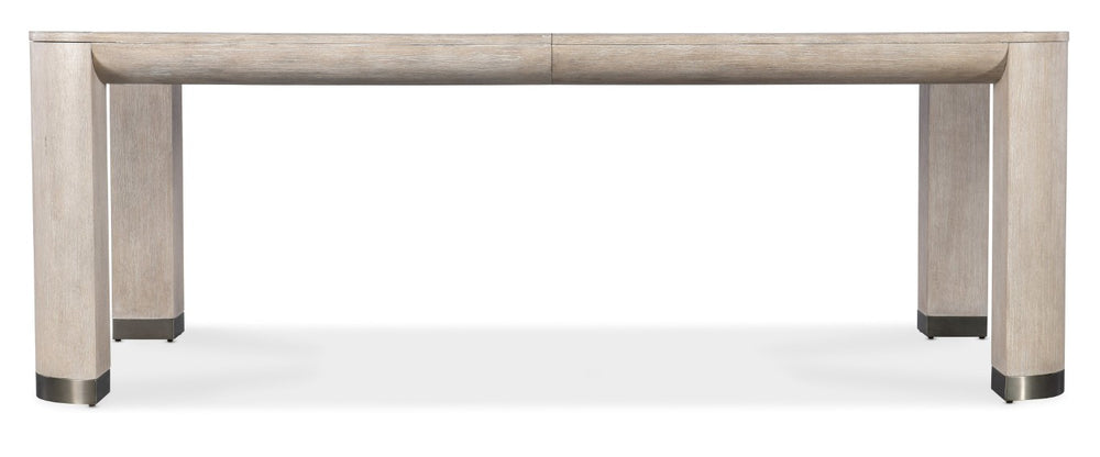 Hooker Furniture Modern Mood Leg Dining Table With Alabaster Diamond Finish, Pewter Accents, Extendable To 110" Light Brown 6850-75200-80