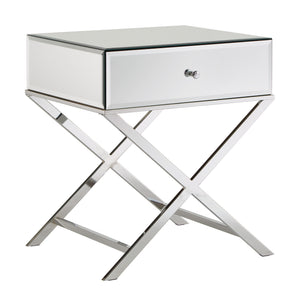 Homelegance By Top-Line Malik X-Base Mirrored Accent Campaign Table Chrome Engineered Wood