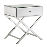 Homelegance By Top-Line Malik X-Base Mirrored Accent Campaign Table Chrome Engineered Wood