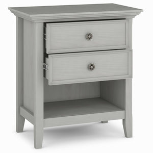 English Elm Amherst Fog Grey Bedside Table - Handcrafted Elegance With Spacious Drawers & Open Shelf Storage B136P158365