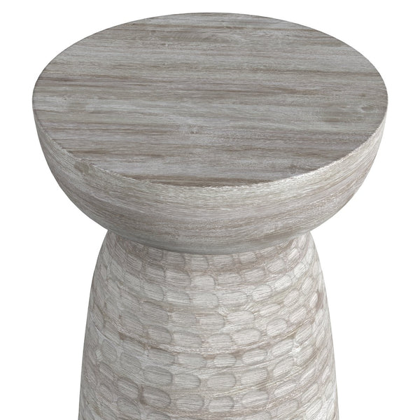 English Elm Boyd Solid Mango Accent Table 13" White Wash — Handcrafted Sculptural Side/End Table, Contemporary Design B136P159924