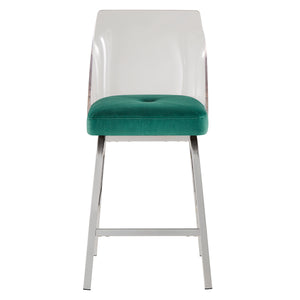 Homelegance By Top-Line Darrion Velvet Counter Height Swivel Stools (Set of 2) Teal Metal