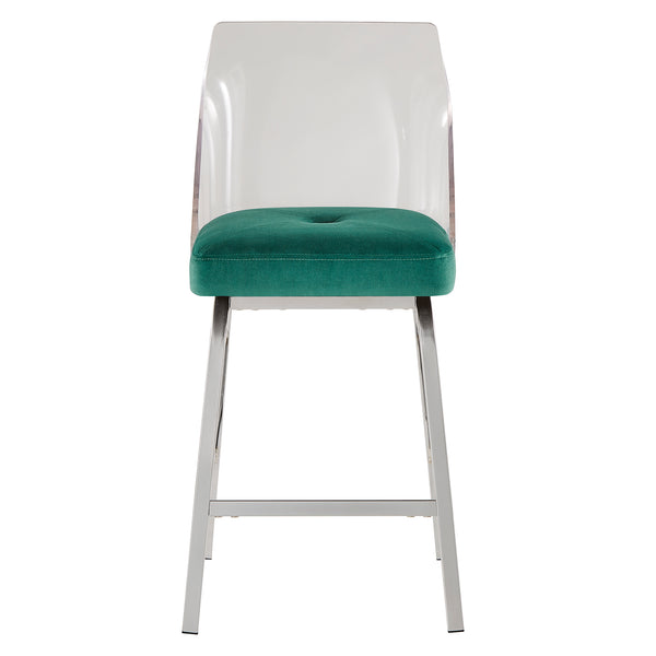 Homelegance By Top-Line Darrion Velvet Counter Height Swivel Stools (Set of 2) Teal Metal