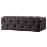 Homelegance By Top-Line Pietro Rectangular Tufted Ottoman with Casters Dark Grey Linen