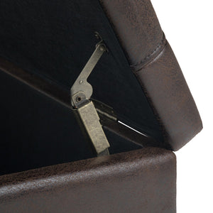 English Elm Harrison Coffee Table Storage Ottoman - Distressed Brown Vegan Leather, Multi-Functional & Stylish B136P159142