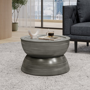 English Elm Christopher Knight Home® - METAL Hourglass Coffee Table with Brushed Antique Brown Finish, Hammered Iron Texture, Durable Edge Trim Antique Silver 72227.00