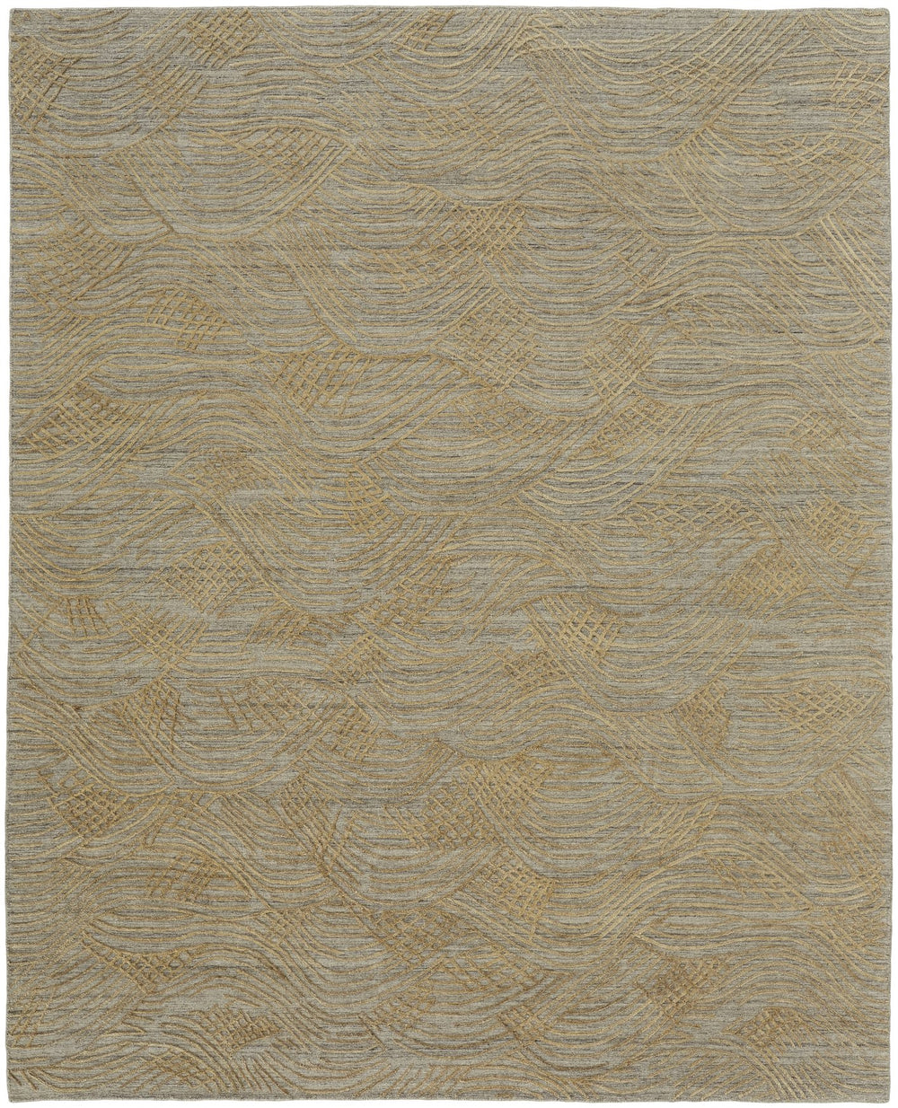 Feizy Rugs Taunton Hand-woven Viscose/Wool Rug - Elegant High-low Pile With Abstract Design For Modern Homes Gold,Gray Viscose,Wool T17t8007gld000e10