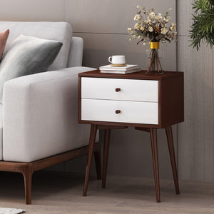 Christopher Knight Home® - Noble House - Newcomb Mid-Century Modern Side Table, Brown and White