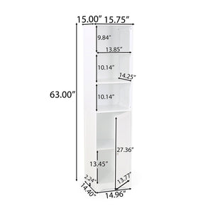 English Elm Christopher Knight Home® - BATHROOM Linen Tower Cabinet with Faux Wood Finish, Modern Slim Vertical Slat Design, Storage Organizer White 66606.00