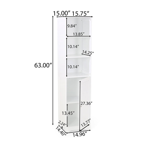 English Elm Christopher Knight Home® - BATHROOM Linen Tower Cabinet with Faux Wood Finish, Modern Slim Vertical Slat Design, Storage Organizer White 66606.00