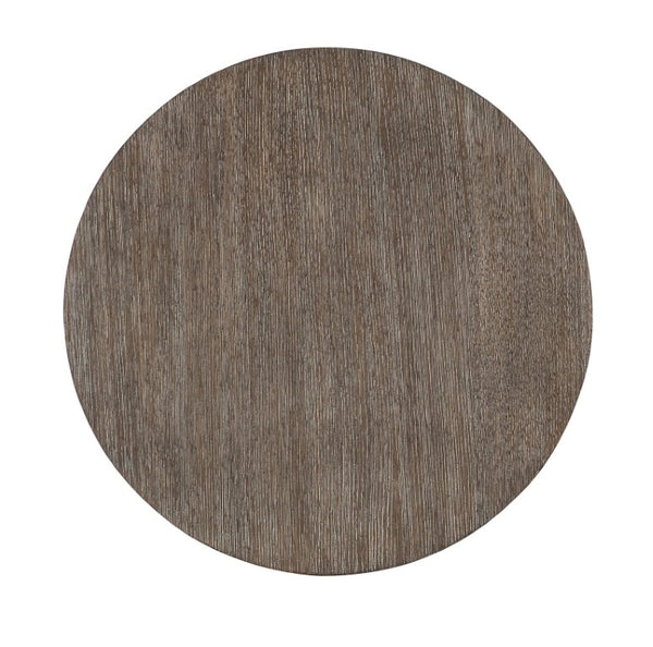 Hooker Furniture Modern Mood Round Side Table With Three-Tier Sculptural Oak Veneers, Wire-Brush Texture, Alabaster Pewter Finish Medium Brown 6850-80114-89