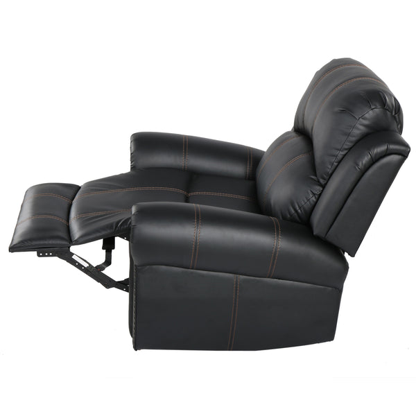 English Elm Christopher Knight Home® - GLIDING Recliner with Faux Leather Upholstery, Nailhead Trim, Foam Support and Pushback Comfort Black 57339.00PUBLK