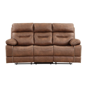English Elm Steve Silver - Rudger Manual Reclining Sofa in Chestnut Brown Microsuede — One-Pull Recline, Padded Arms, Durable Frame B081P157218