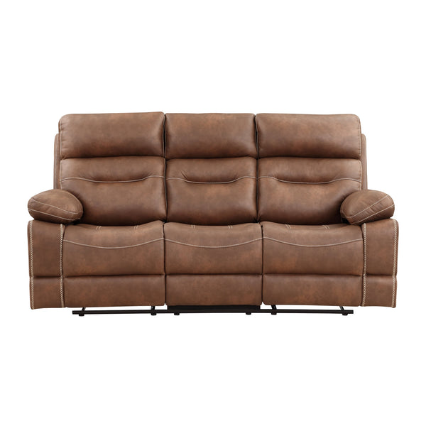 English Elm Steve Silver - Rudger Manual Reclining Sofa in Chestnut Brown Microsuede — One-Pull Recline, Padded Arms, Durable Frame B081P157218