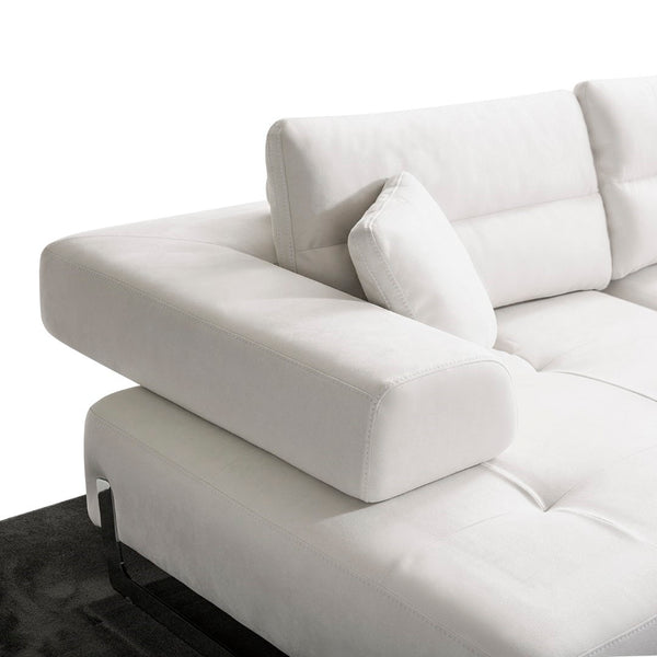 Pasargad Home Ravenna Modern Faux Suede Sofa With Sliding Backrest & Armrests For Ultimate Comfort White Faux Suede Pslm-012-3