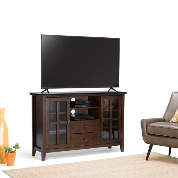 English Elm Artisan Tall Tv Media Stand - Handcrafted Russet Brown With Storage & Cord Management For 60" Tvs B136P159471