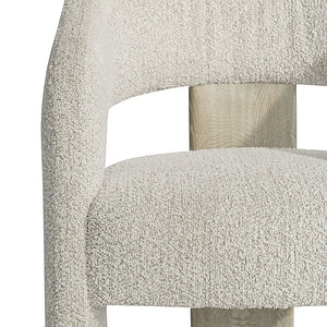 Bernhardt Bernhardt Open-Back Arcadia Arm Chair — Sculptural Clay Wood Back, Wire-Brushed Texture, Durable Fabric 334554