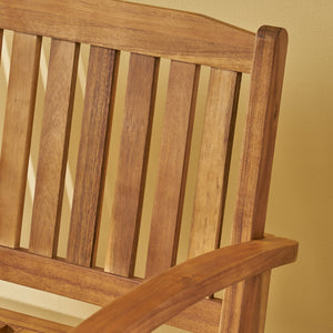 English Elm Christopher Knight Home® - Patio Acacia Wood Rocking Loveseat with Armrests — Handcrafted 2-Person Porch Bench, Slatted Comfort Natural 62267.00
